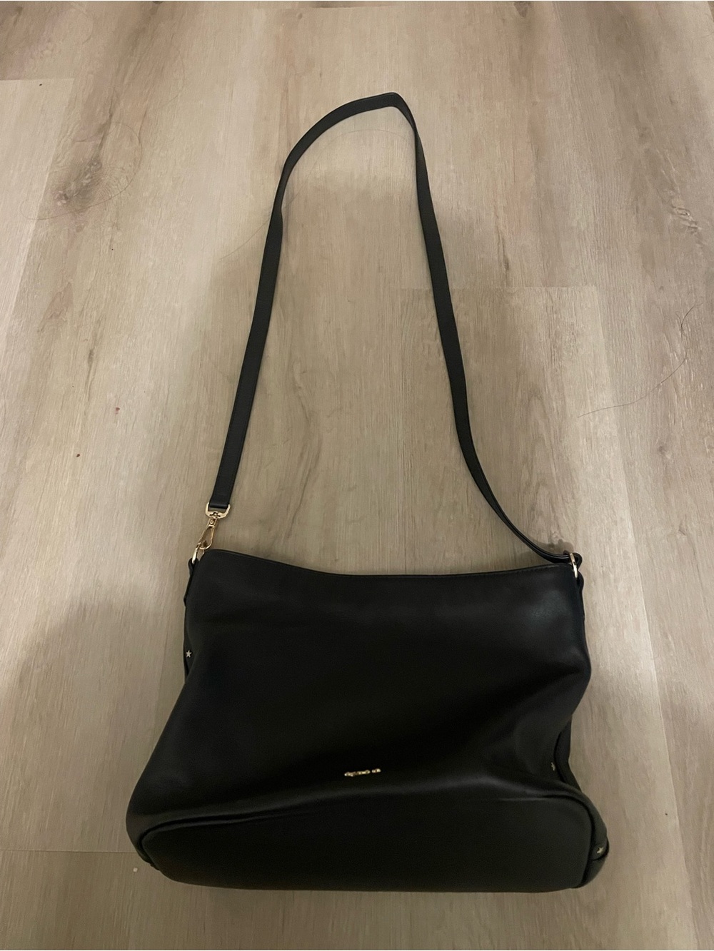 Agnes B. Black Shoulder Bag with Gold Hardware